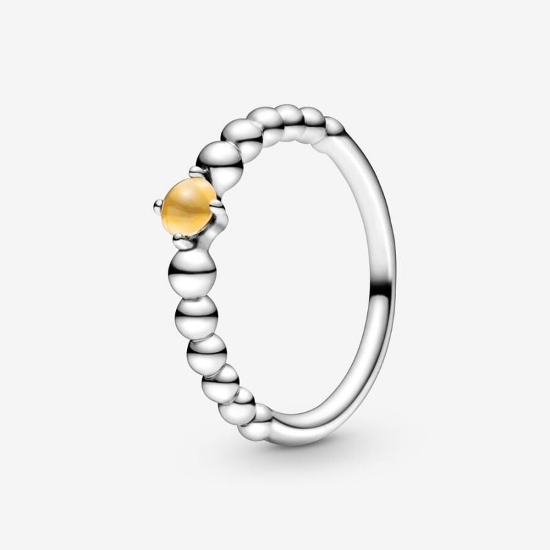 Sterling silver Pandora November Honey Beaded Birthstone Rings | GZQRLE-607