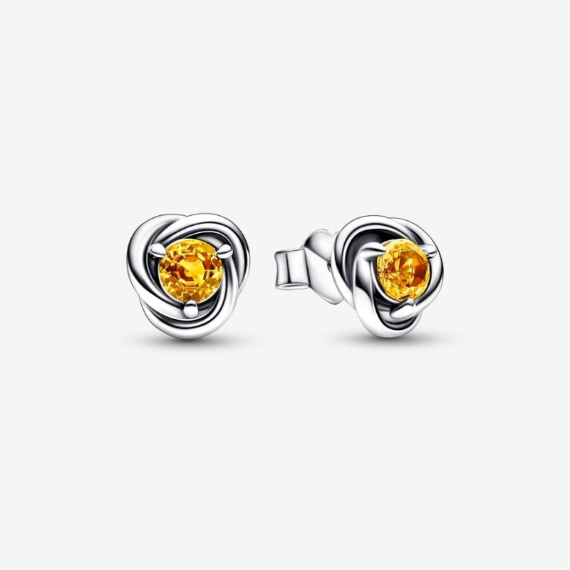 Sterling silver Pandora November Honey Eternity Circle Stud Earrings | AGJBLU-379