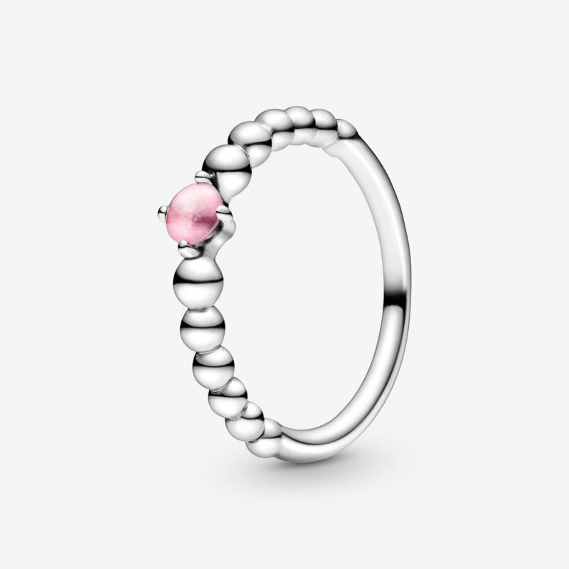 Sterling silver Pandora October Petal Pink Beaded Birthstone Rings | ZVHICB-597