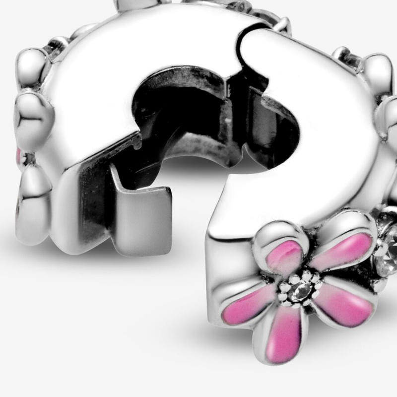 Sterling silver Pandora Pink Daisy Flower Clip Clips | DZRQSO-836