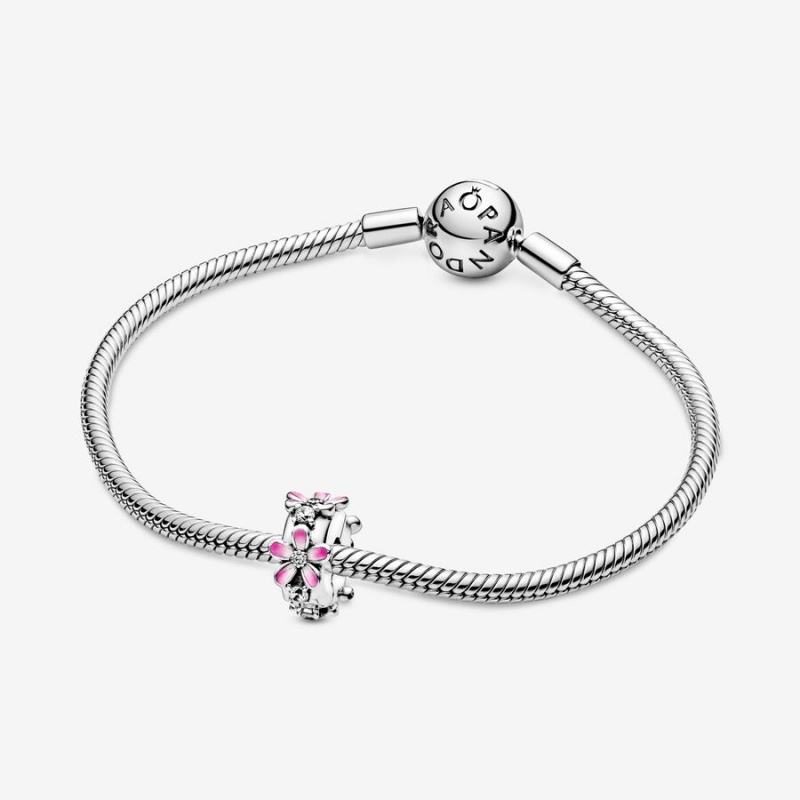 Sterling silver Pandora Pink Daisy Flower Clip Clips | DZRQSO-836