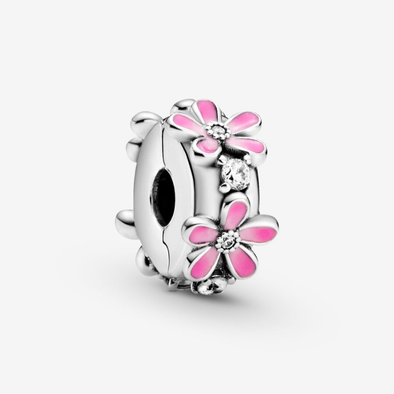 Sterling silver Pandora Pink Daisy Flower Clip Clips | DZRQSO-836