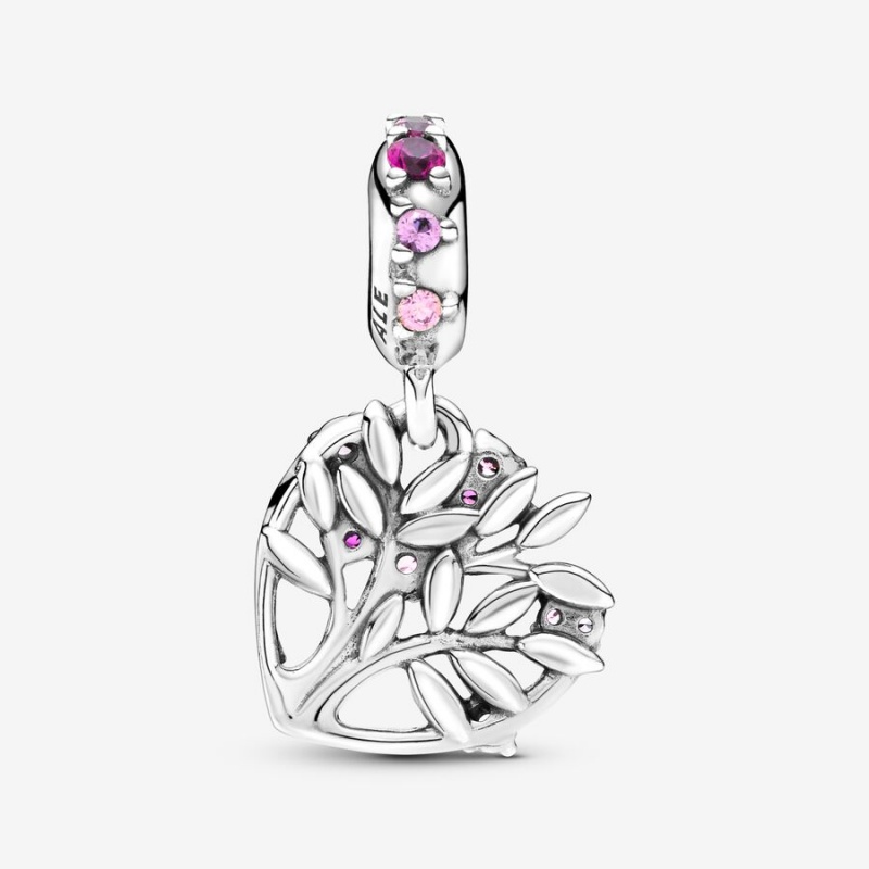 Sterling silver Pandora Pink Family Tree Dangle Charms | YKLONZ-563