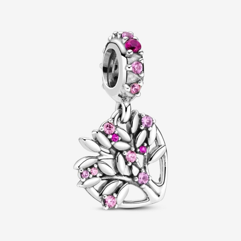 Sterling silver Pandora Pink Family Tree Dangle Charms | YKLONZ-563