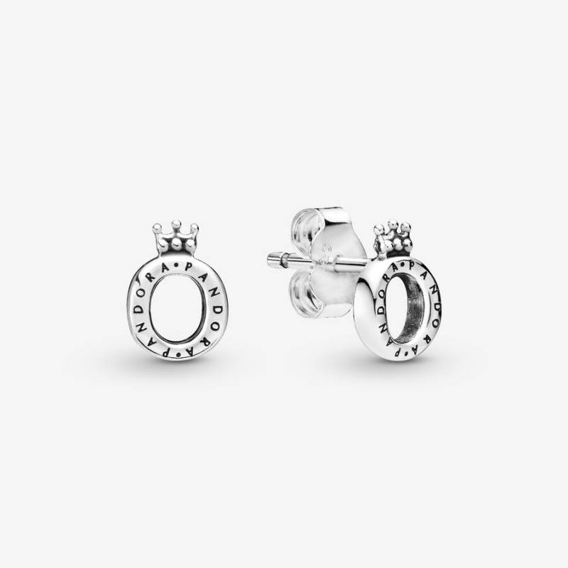 Sterling silver Pandora Polished Crown O Stud Earrings | IASRCQ-821