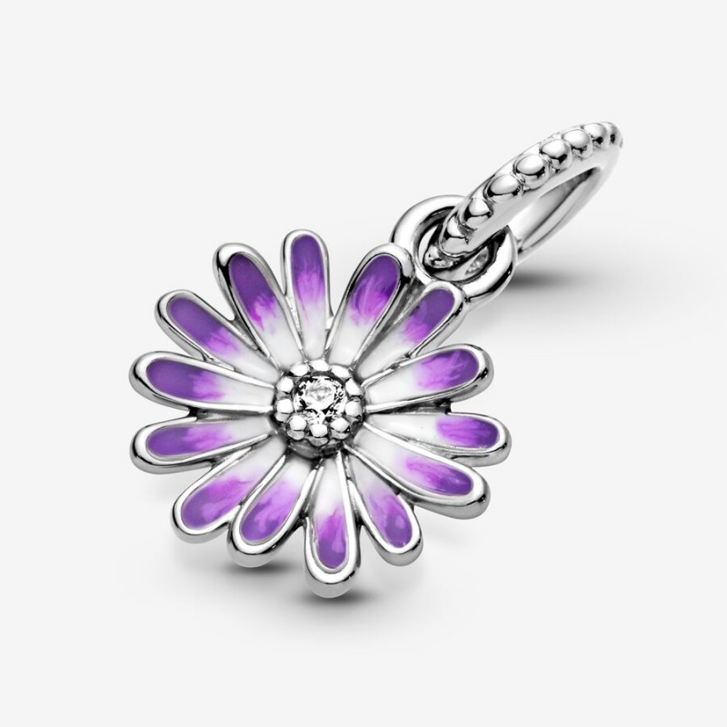 Sterling silver Pandora Purple Daisy Dangle Charms | ENHQOR-403