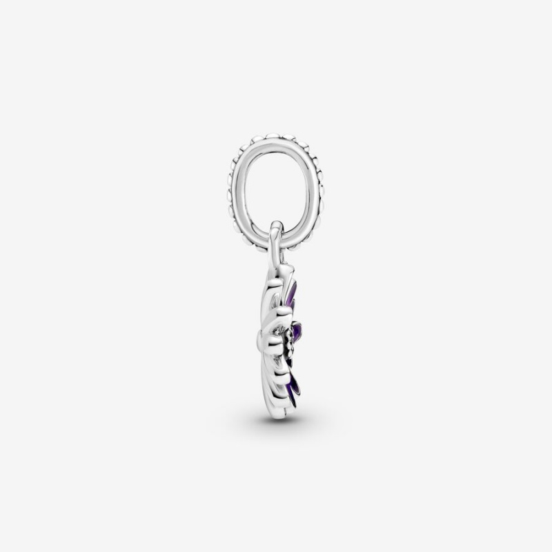 Sterling silver Pandora Purple Daisy Dangle Charms | ENHQOR-403