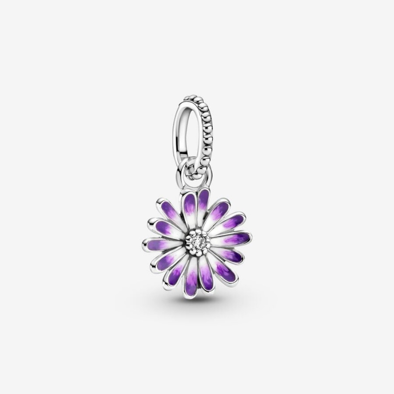 Sterling silver Pandora Purple Daisy Dangle Charms | ENHQOR-403