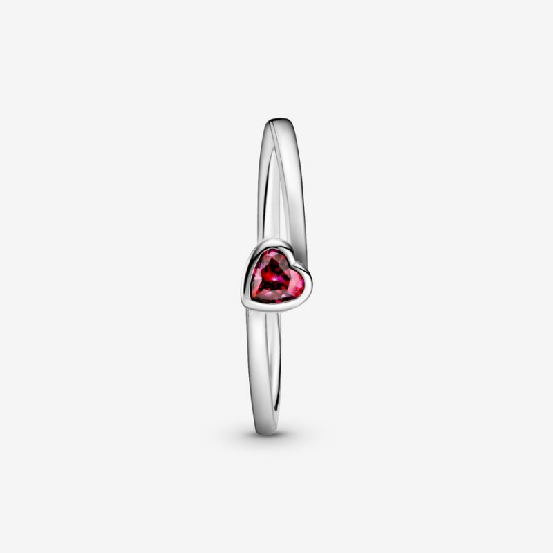 Sterling silver Pandora Red Tilted Heart & Promise Rings | GRQXYH-890