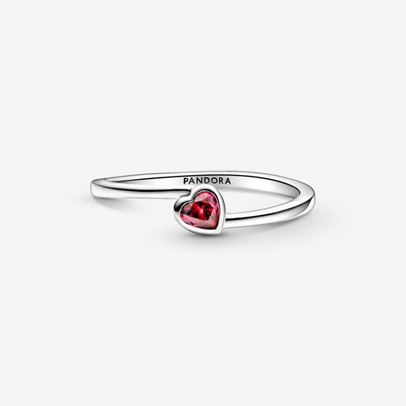 Sterling silver Pandora Red Tilted Heart & Promise Rings | GRQXYH-890