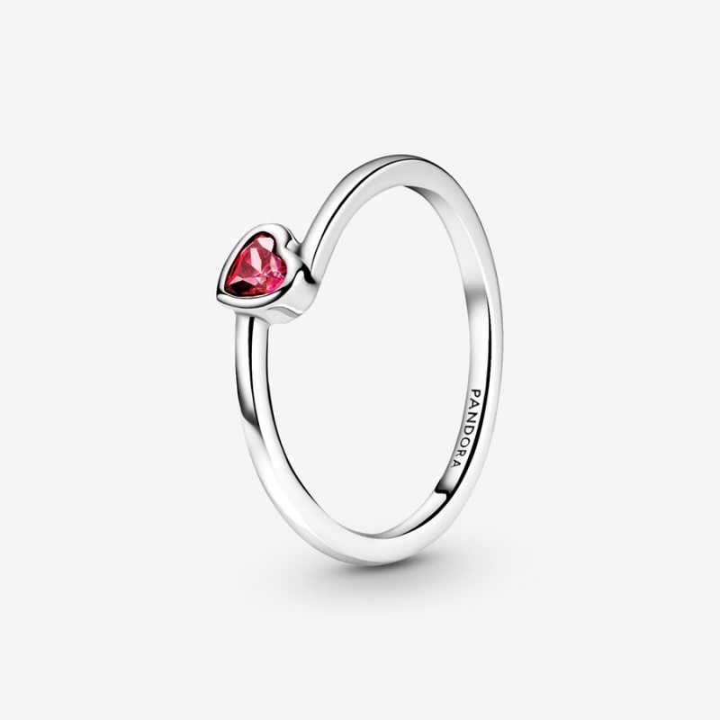 Sterling silver Pandora Red Tilted Heart & Promise Rings | GRQXYH-890