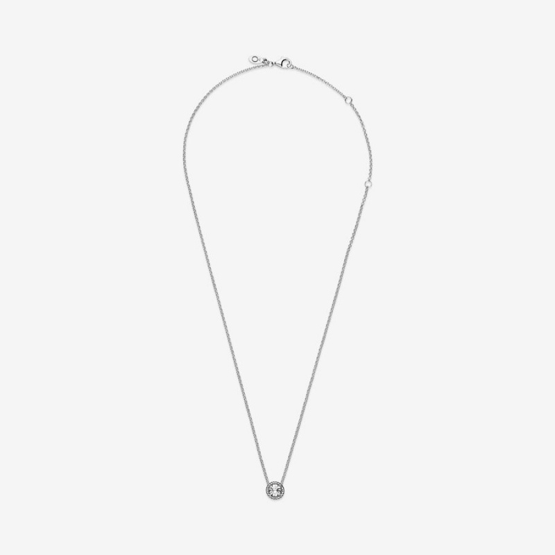 Sterling silver Pandora Round Sparkle Chain Necklaces | RMDCSP-345