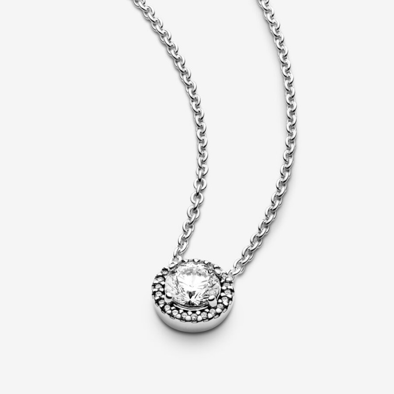 Sterling silver Pandora Round Sparkle Chain Necklaces | RMDCSP-345