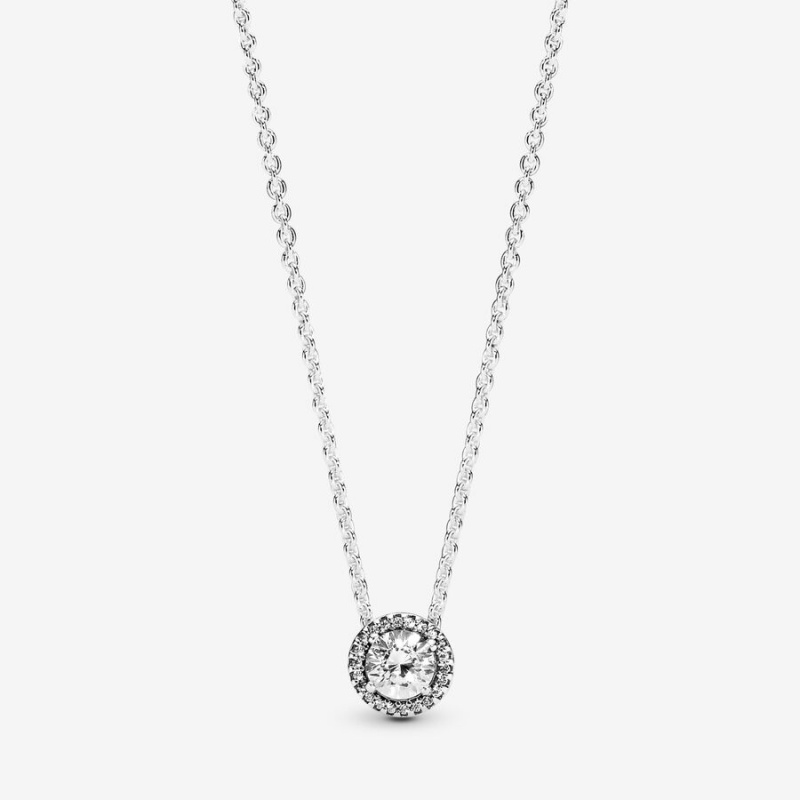 Sterling silver Pandora Round Sparkle Chain Necklaces | RMDCSP-345