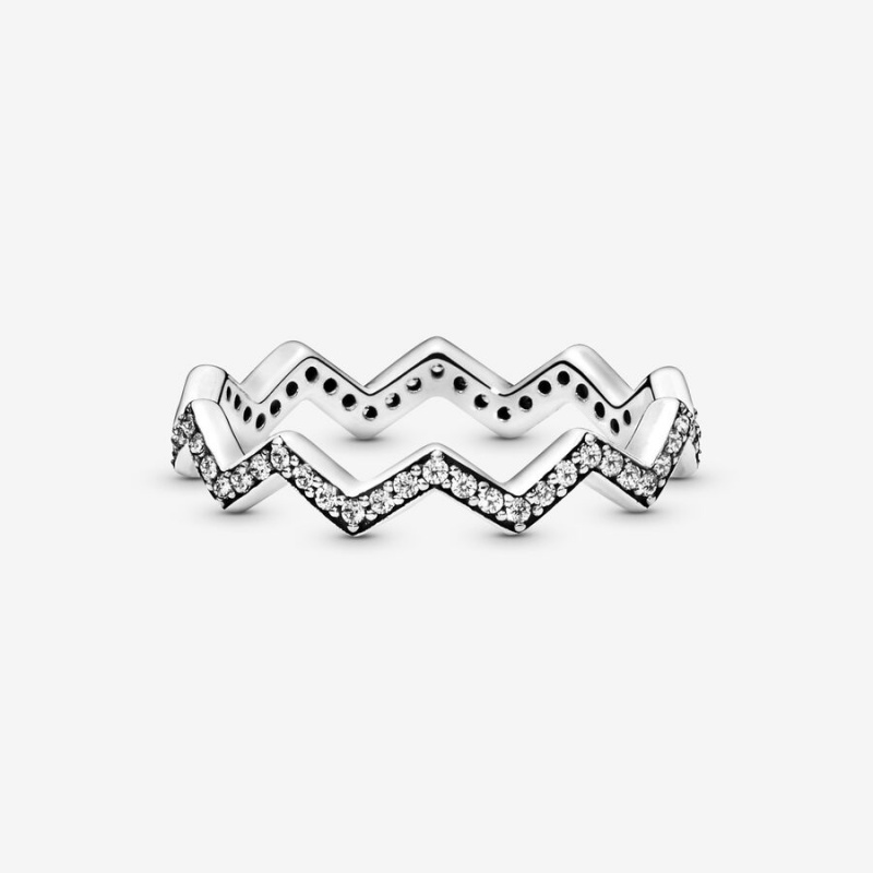 Sterling silver Pandora Shimmering Zigzag Stackable Rings | TBISPD-519