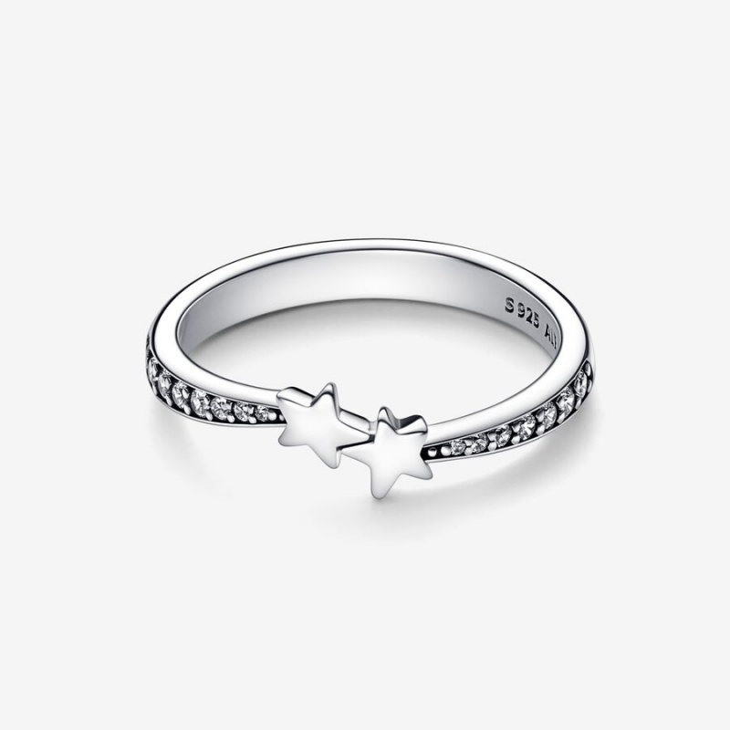 Sterling silver Pandora Shooting Stars Sparkling Stackable Rings | YIWKQH-867