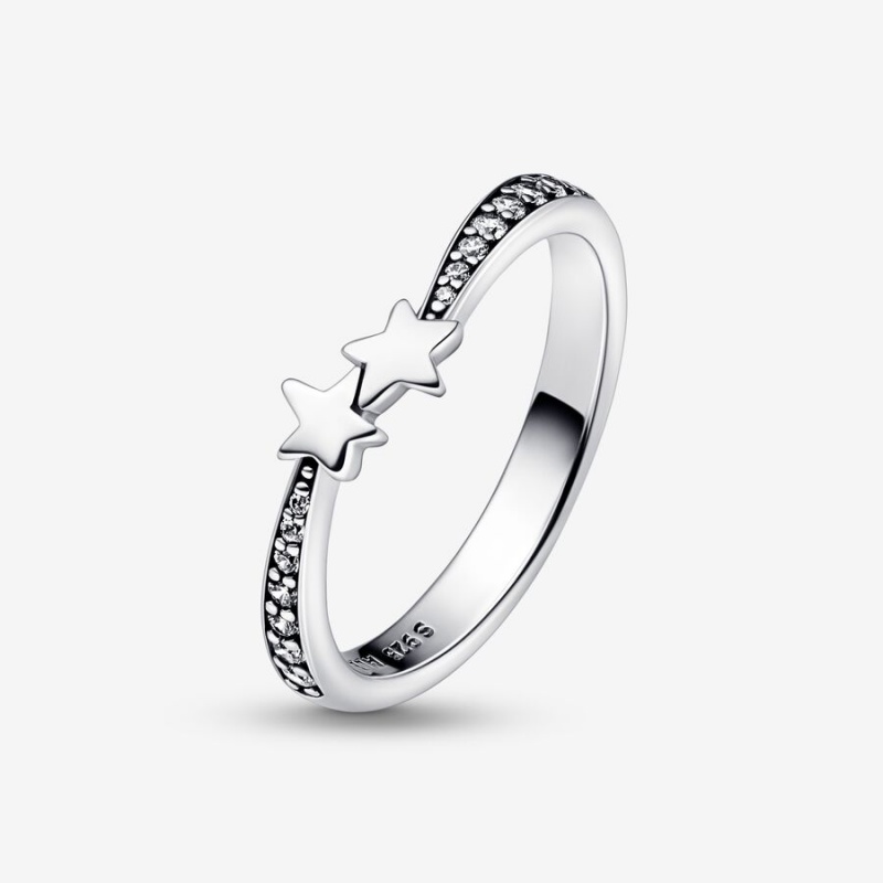 Sterling silver Pandora Shooting Stars Sparkling Stackable Rings | YIWKQH-867