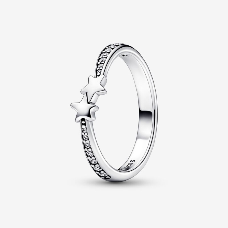 Sterling silver Pandora Shooting Stars Sparkling Stackable Rings | YIWKQH-867