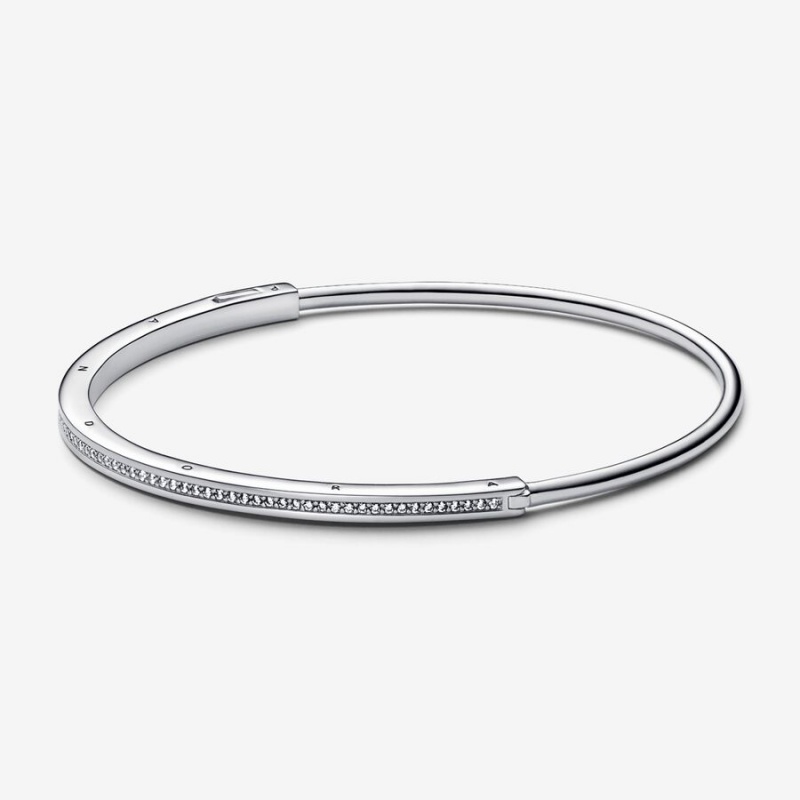 Sterling silver Pandora Signature I-D Pave Bangles | YAXLWZ-160