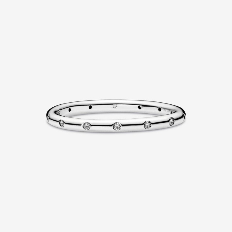 Sterling silver Pandora Simple Sparkling Band Rings | IXROWD-427