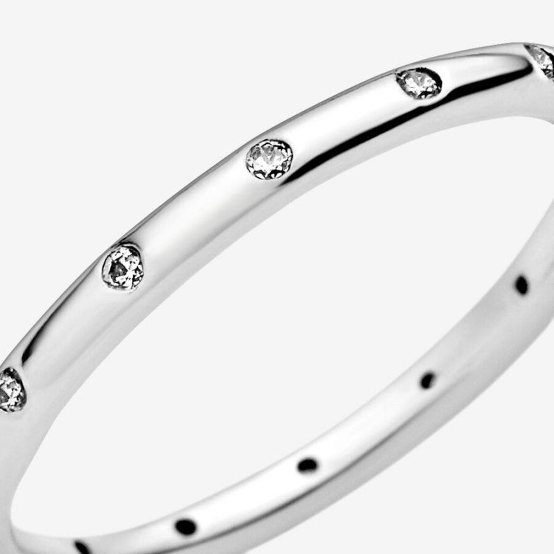 Sterling silver Pandora Simple Sparkling Band Rings | IXROWD-427