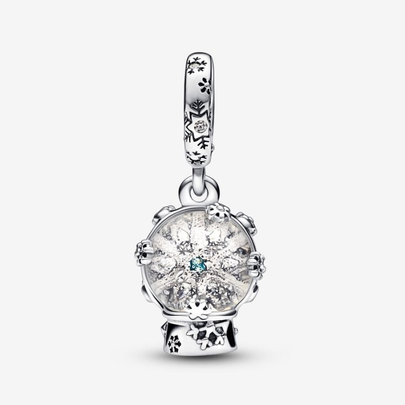 Sterling silver Pandora Snowflake Snow Globe Dangle Charms | YEZTDS-876