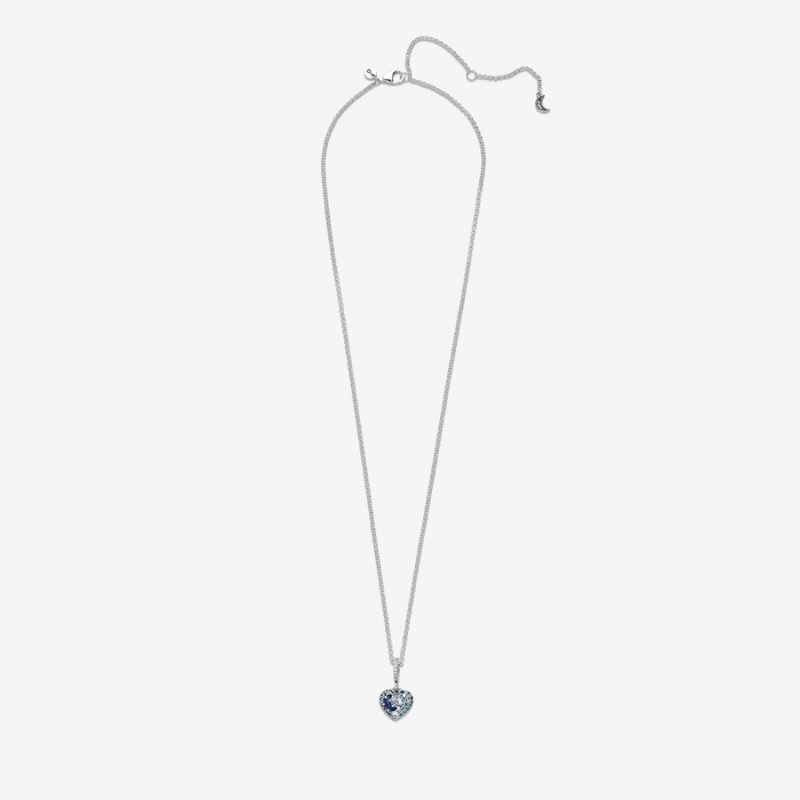 Sterling silver Pandora Sparkling Blue Moon & Stars Pendant Necklaces | TJVSIC-691