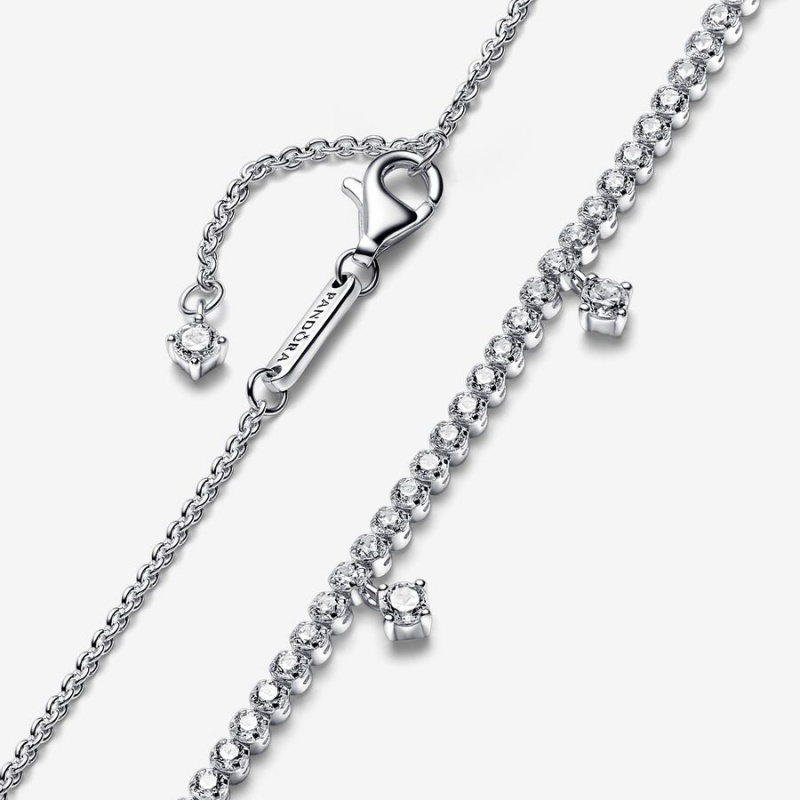 Sterling silver Pandora Sparkling Collier Chain Necklaces | ORNEUT-309