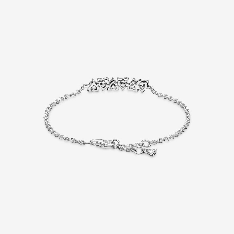 Sterling silver Pandora Sparkling Endless Hearts Non-charm Bracelets | JMRZDV-934