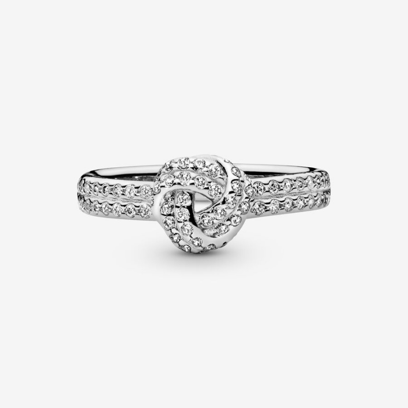 Sterling silver Pandora Sparkling Love Knot with Cubic Zirconia Heart & Promise Rings | YPRGUJ-483