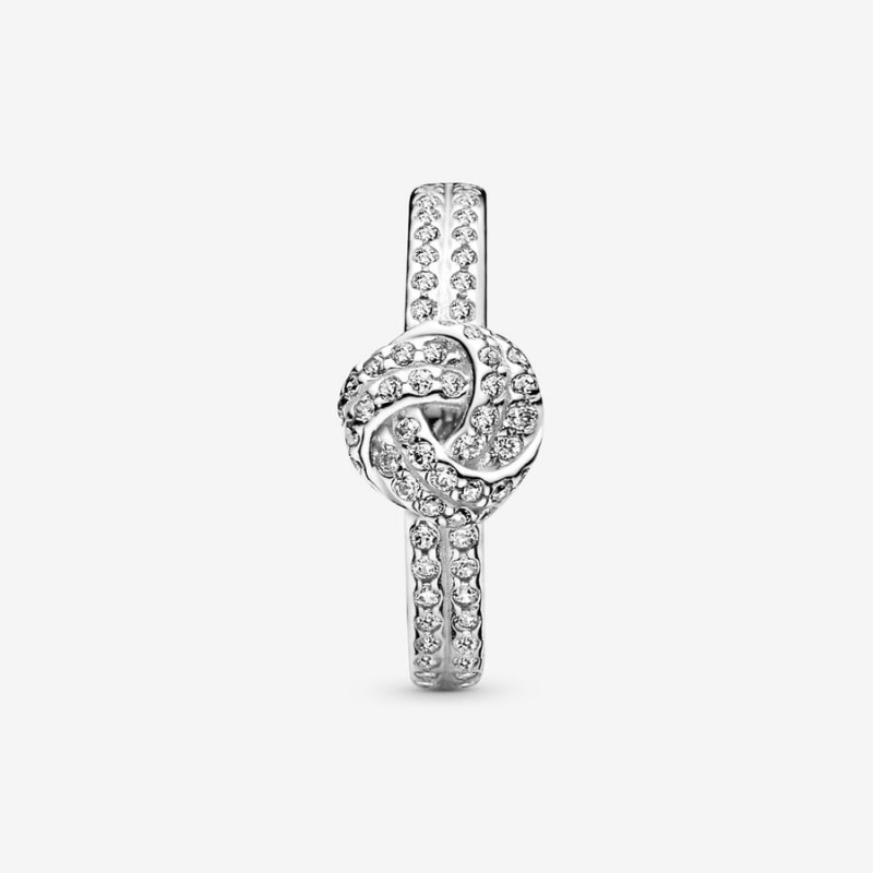 Sterling silver Pandora Sparkling Love Knot with Cubic Zirconia Heart & Promise Rings | YPRGUJ-483