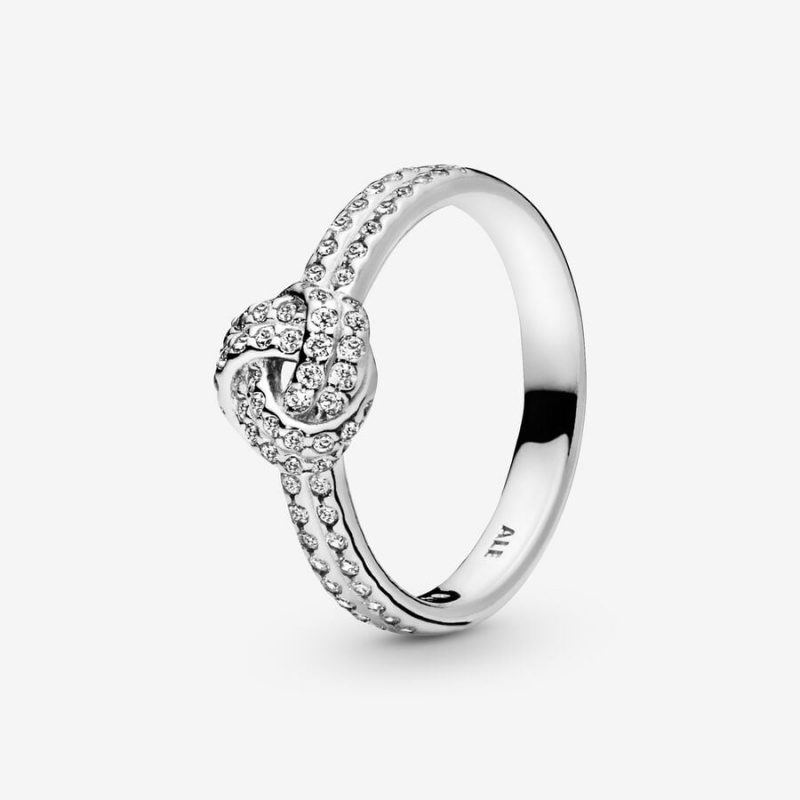 Sterling silver Pandora Sparkling Love Knot with Cubic Zirconia Heart & Promise Rings | YPRGUJ-483