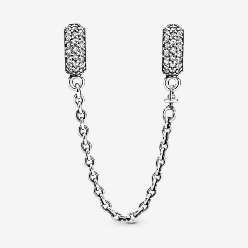 Sterling silver Pandora Sparkling Pave Safety Chains | EDTXKP-807