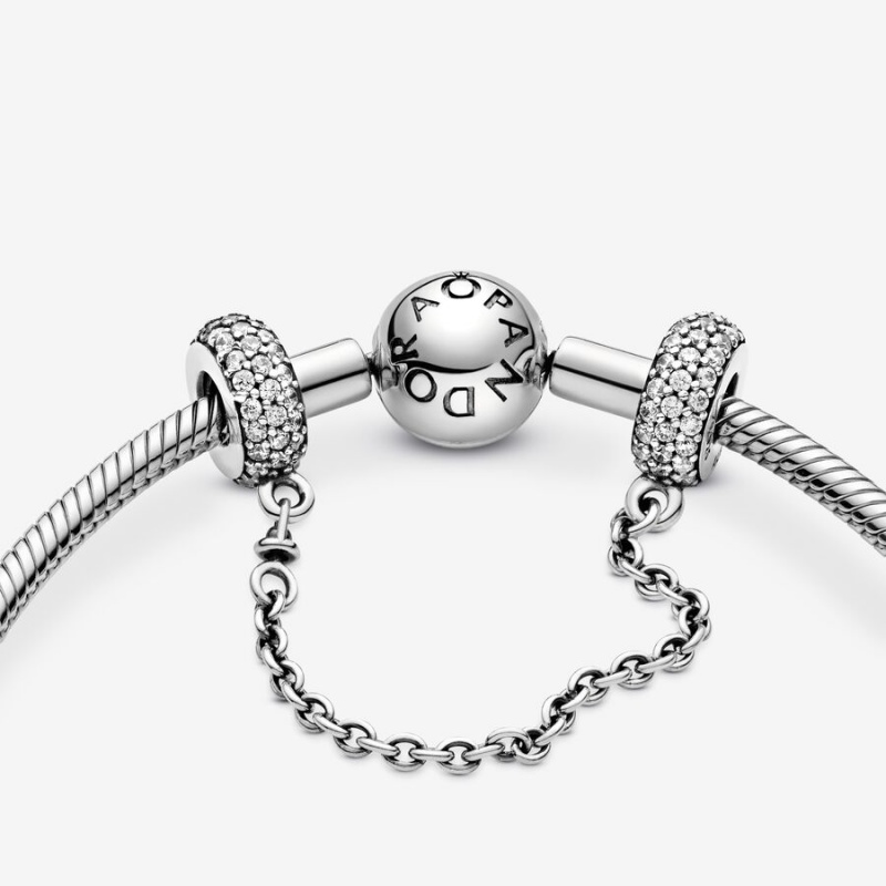 Sterling silver Pandora Sparkling Pave Safety Chains | EDTXKP-807