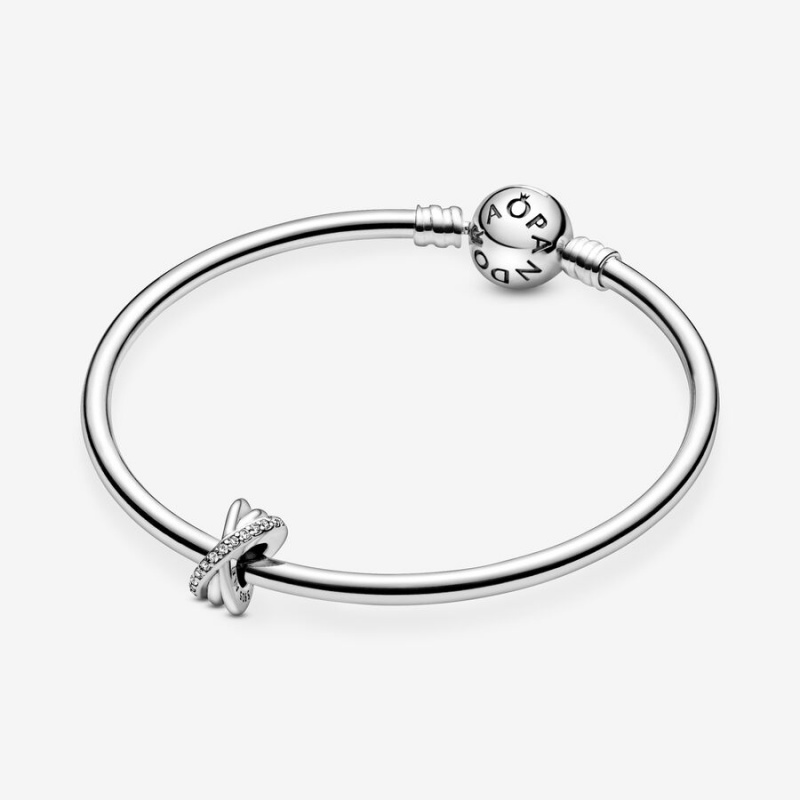 Sterling silver Pandora Sparkling Polished Lines Spacer Charms | TGFORE-503