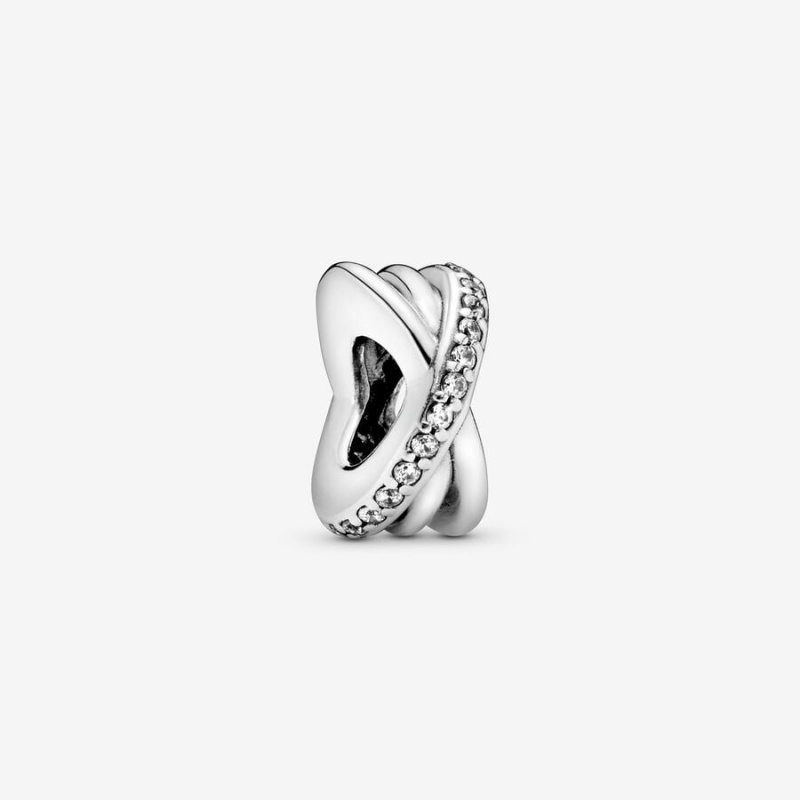 Sterling silver Pandora Sparkling Polished Lines Spacer Charms | TGFORE-503