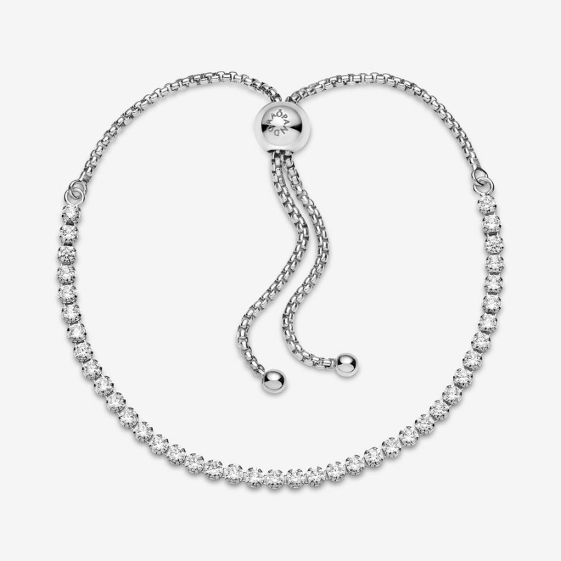 Sterling silver Pandora Sparkling Slider Tennis Sliding Bracelets | CSOJPU-479