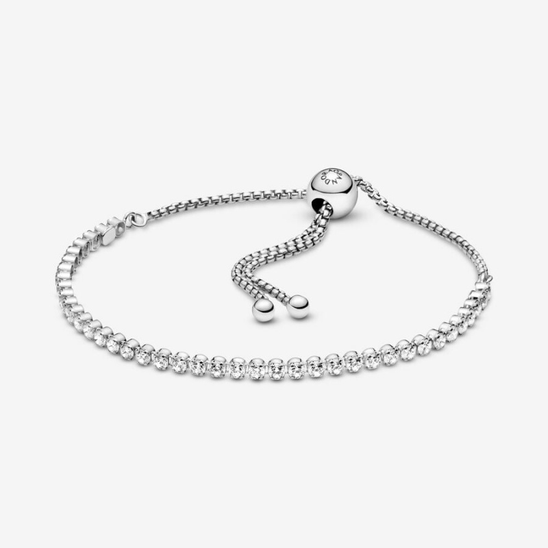 Sterling silver Pandora Sparkling Slider Tennis Sliding Bracelets | CSOJPU-479