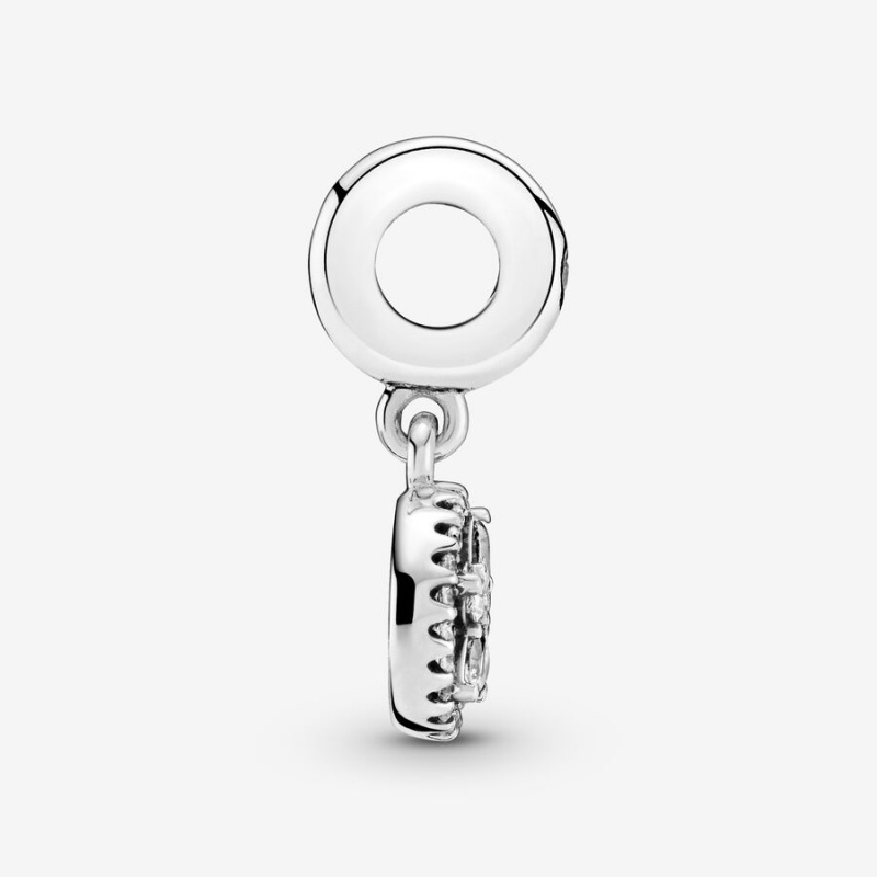 Sterling silver Pandora Sparkling Snowflake Circle Dangle Charms | RLBFJN-138