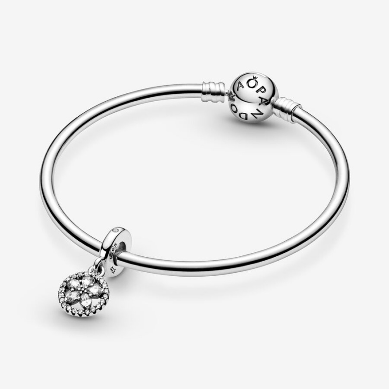 Sterling silver Pandora Sparkling Snowflake Circle Dangle Charms | RLBFJN-138