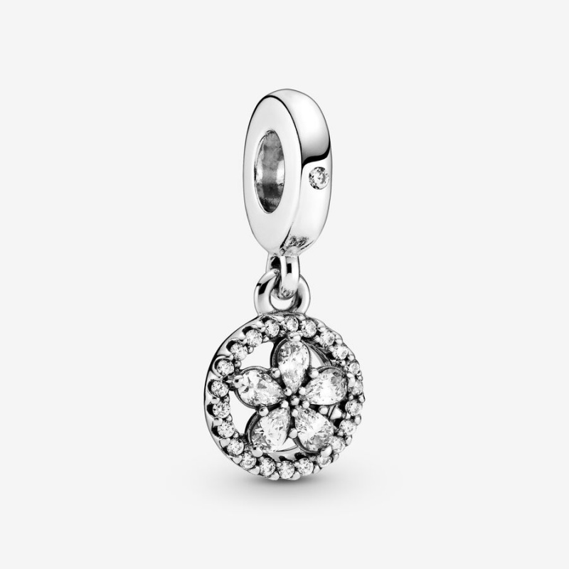 Sterling silver Pandora Sparkling Snowflake Circle Dangle Charms | RLBFJN-138