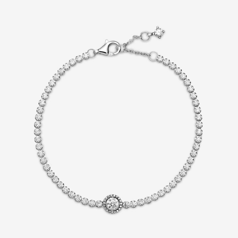 Sterling silver Pandora Sparkling Tennis Non-charm Bracelets | VPQELD-491