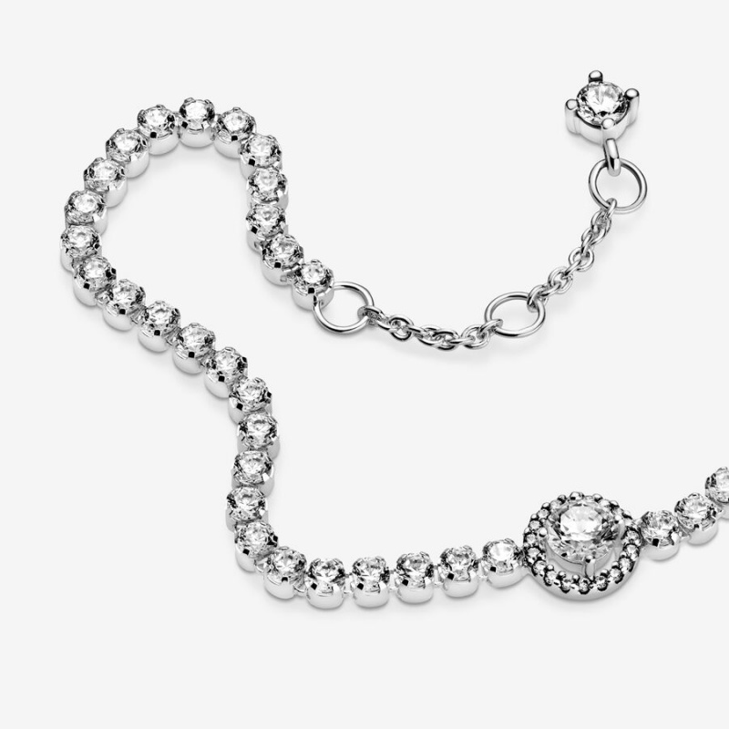 Sterling silver Pandora Sparkling Tennis Non-charm Bracelets | VPQELD-491