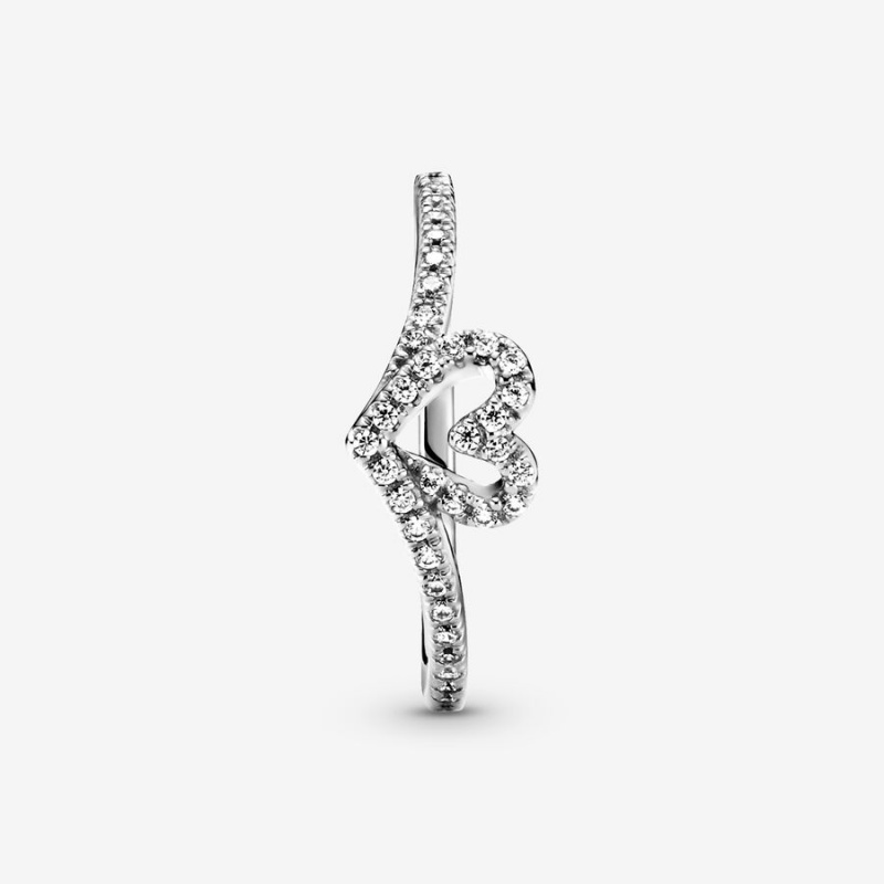 Sterling silver Pandora Sparkling Wishbone Bangles | LZGQYD-093