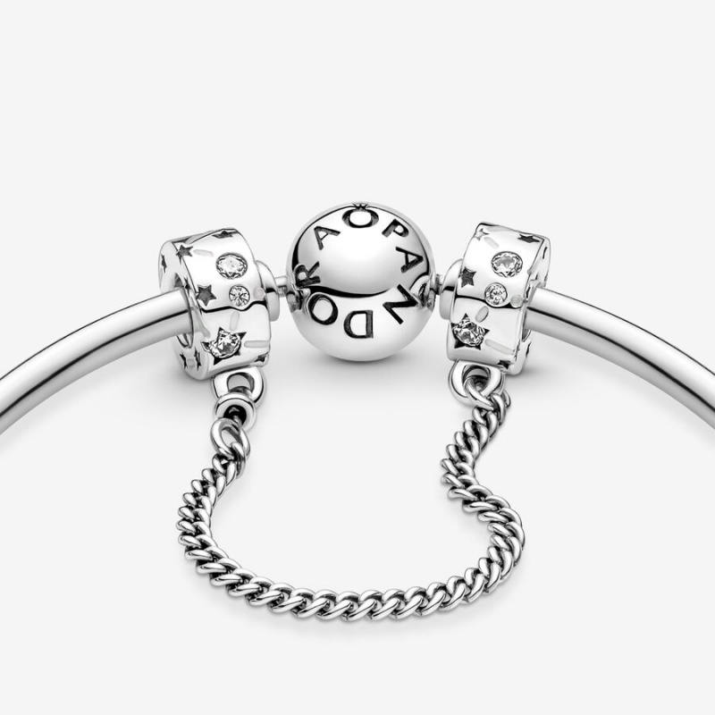 Sterling silver Pandora Stars & Galaxy Safety Chains | PKFWON-749