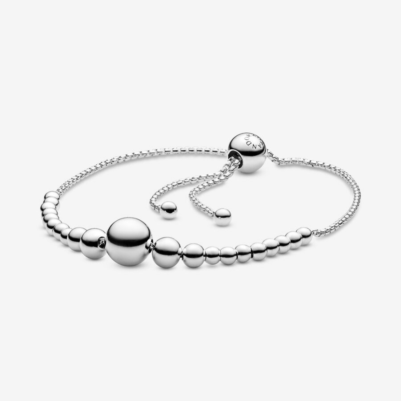 Sterling silver Pandora String of Beads Slider Chain Bracelets | CGZQKY-520