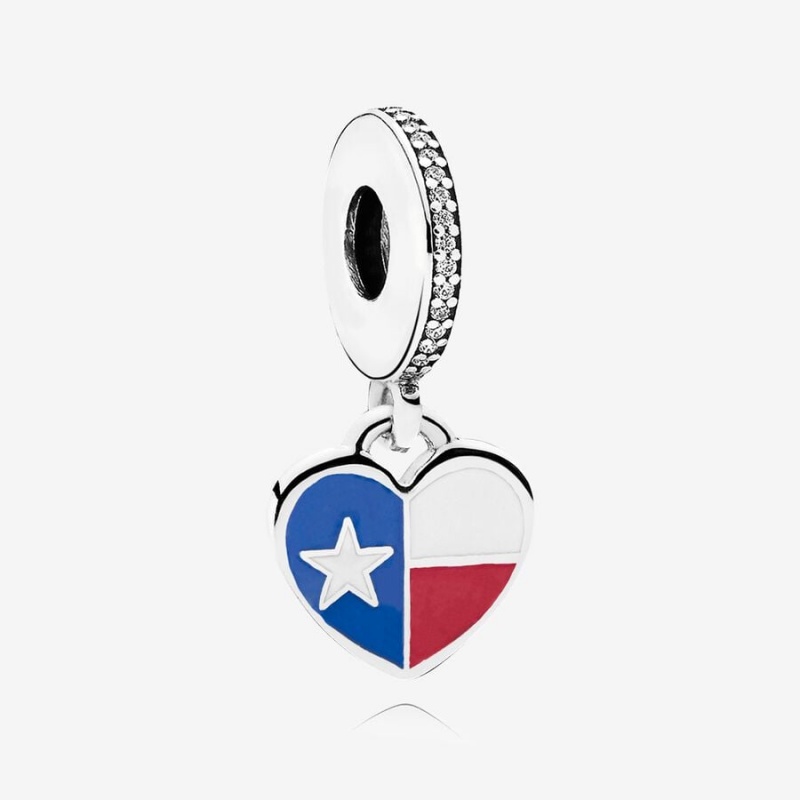 Sterling silver Pandora Texas Flag Charm Mixed Enamel Dangle Charms | JCSVAY-785