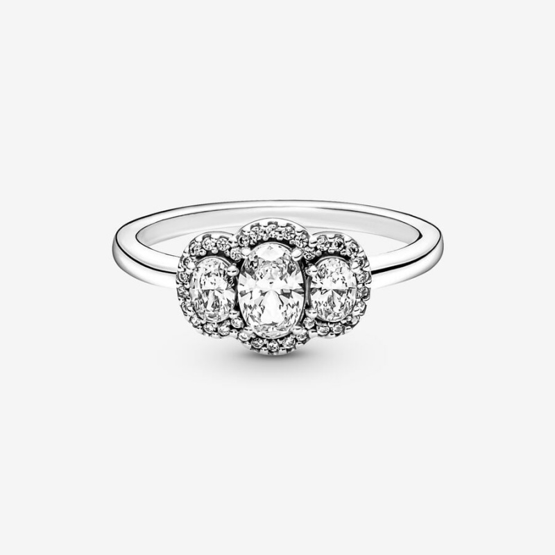 Sterling silver Pandora Three Stone Vintage Statement Rings | WTNIVL-765