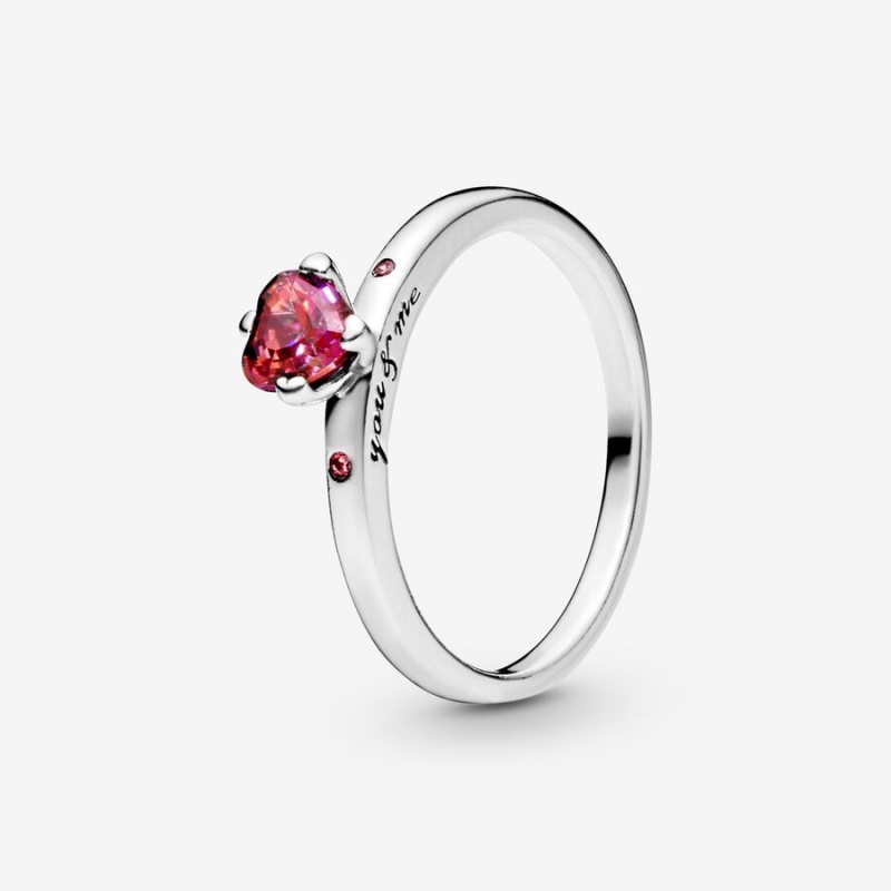 Sterling silver Pandora You & Me with Pink CZ Halo & Solitaire Rings | WQGYDE-238