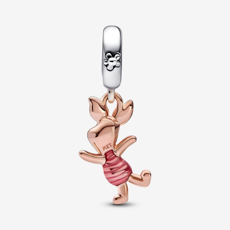 Two-tone Pandora Disney Winnie the Pooh Piglet Dangle Charms | AUDTZC-418